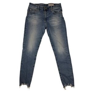 AG Adriano Goldschmied Farrah Skinny Ankle Jeans Blue High Rise Raw Hem 28R